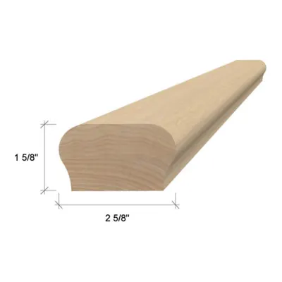 A handrail profile, rounded top with a shoulder
